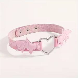 Wicked Silk Emo, Punk, Cute Anime Cosplay Heart Devil Wings Choker Pink